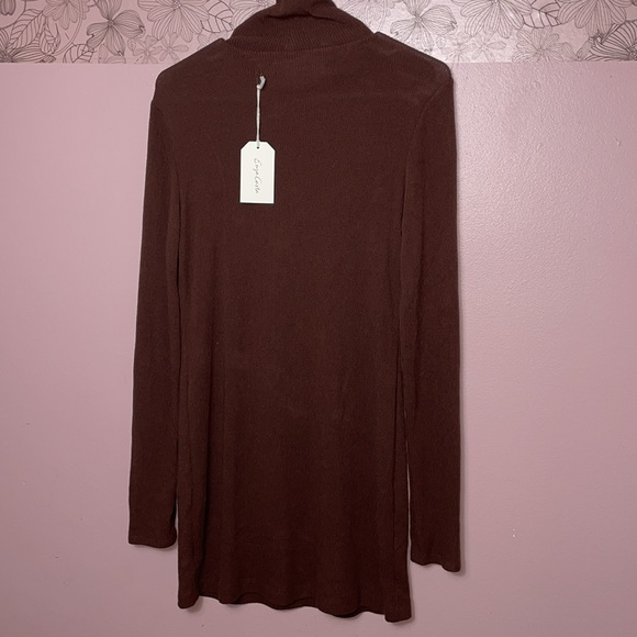 Revolve Enza Costa Knit Turtleneck Mini Dress in Coffee - Picture 2 of 3